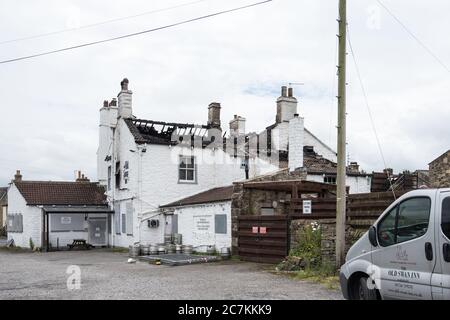 Gargrave Pub Feuer Juli 2020 Stockfoto