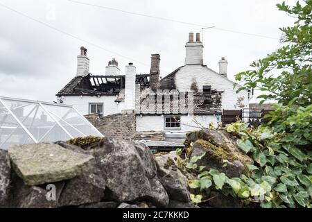 Gargrave Pub Feuer Juli 2020 Stockfoto