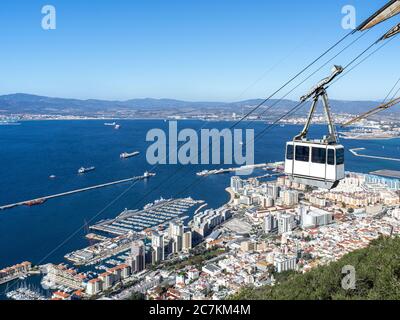 Seilbahn zur Gibraltar Klippe Stockfoto