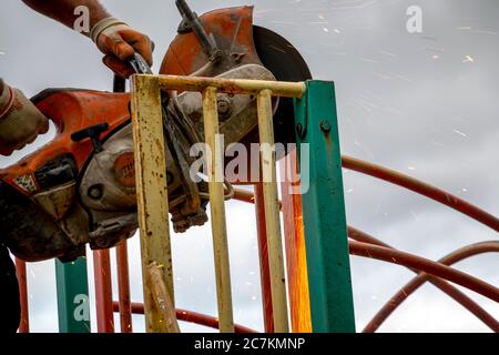 Abriss des Kinderspielparks Stockfoto