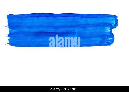 Blauer Pinselstrich isoliert auf weißem Hintergrund Stockfoto