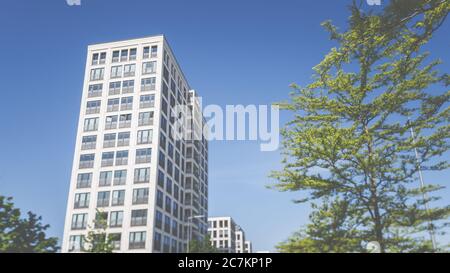 Leben, leben und arbeiten Sie modern in München, der bayerischen Landeshauptstadt an der Isar. Stockfoto