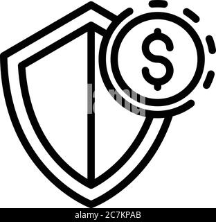 Symbol für gesichertes Kreditgeld, Umriss-Stil Stock Vektor