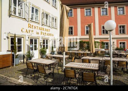 Deutschland, Bayern, leeres Stadtzentrum von Eichstatt während der Coronapandemie Stockfoto