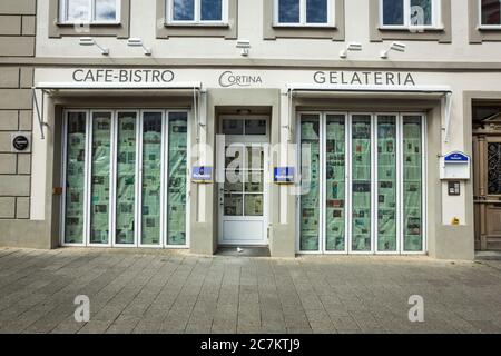 Deutschland, Bayern, leeres Stadtzentrum von Eichstatt während der Coronapandemie Stockfoto