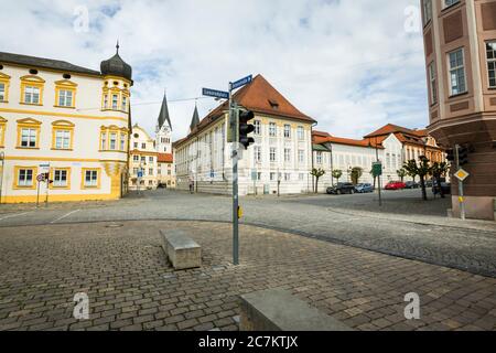 Deutschland, Bayern, leeres Stadtzentrum von Eichstatt während der Coronapandemie Stockfoto