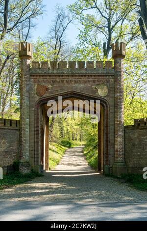 Berlin, Wannsee, Glienicke Park, Tor, Wanderweg Stockfoto