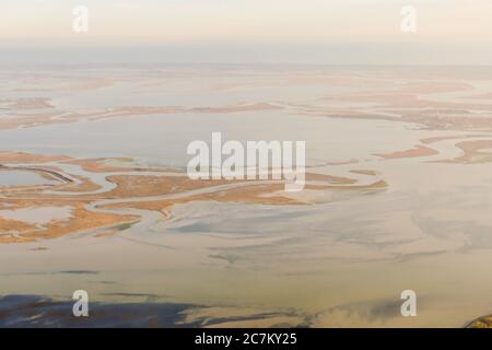 Schöne Foto-Ansicht Vogelauge der Lagune von Venedig aus dem Himmel Stockfoto