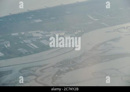 Schöne Foto-Ansicht Vogelauge der Lagune von Venedig aus dem Himmel Stockfoto