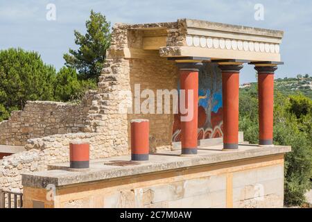 Nordeingang zur Bastion, Palast von Knossos, Kreta, Griechenland Stockfoto
