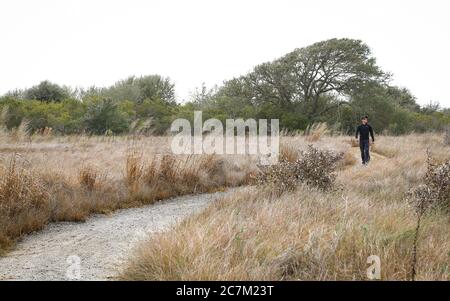 Grand Isle, Louisiana - 2018. Februar: Wanderungen auf dem Fiddlers Loop Nature Trail im Grand Isle State Park. Stockfoto