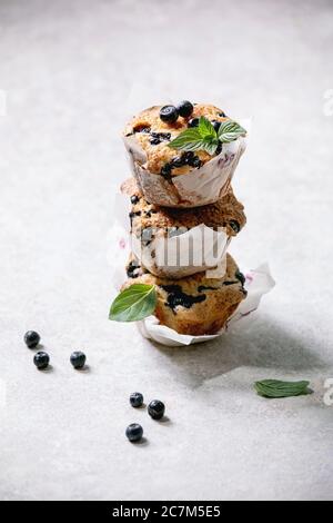 Hausgemachte Blaubeeren Muffins Stockfoto