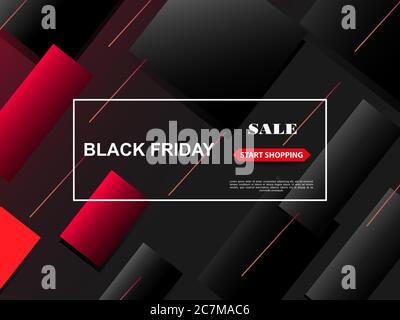Black Friday Sale Banner. Stilvolle rot und schwarz polygonalen Hintergrund mit fallenden geometrischen Formen und den Text Black Friday . Preiseinbruch. Vektor Stock Vektor