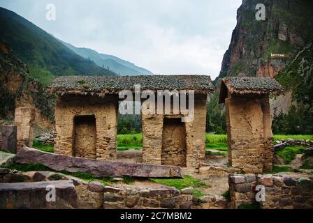 Inka-Ruinen in Ollantaytambo, Peru, Südamerika Stockfoto