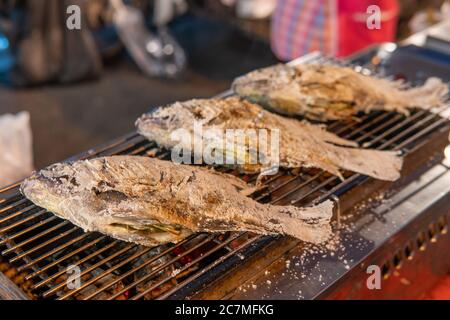 Genießen Sie die verschiedenen Arten von Street Food in Nord-Thailand Stockfoto