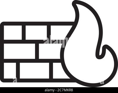 Brandwand Sicherheit Linie Stil Symbol Vektor Illustration Design Stock Vektor