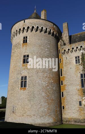 Das mittelalterliche Schloss von Suscinio in der Stadt Sarzeau, Frankreich Stockfoto