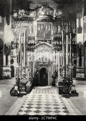 Kapelle des Heiligen Grabes in Jerusalem, Israel. Von La Ilustracion Española y Americana 1895 Stockfoto