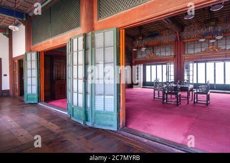 Westliche Dekoration in der Huijeongdang Halle, Changdeokgung Palast, Changgyeong, Seoul, Südkorea. Stockfoto