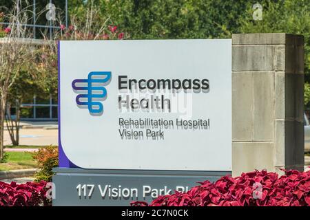 Eintrittsschild am Encompass Health Rehabilitation Hospital Vision Park in The Woodlands, Texas. Stockfoto