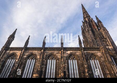 Das Hub Gebäude auch genannt Tollbooth Kirk, ehemalige St. John Church in Edinburgh, der Hauptstadt von Schottland, Großbritannien Stockfoto