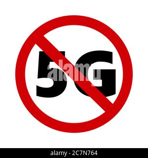 5G-Schildesymbol auf weißem Hintergrund stoppen Stockfoto