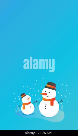 Flach zwei Schneemänner Stock Vektor