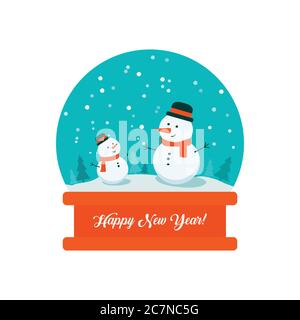 Schneekugel mit zwei Schneemännern Stock Vektor
