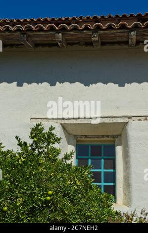 Mission San Juan Bautista, eine spanische Mission, gegründet 1797 von Fermín Lasuén des Franziskanerordens. Die Mission hat ein Museum und Gärten. Stockfoto