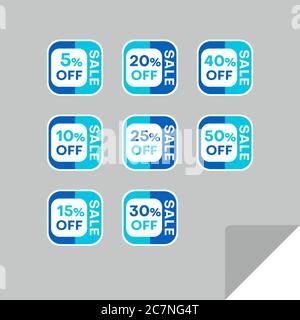 Set von Rabatt-Labels, um die Aufmerksamkeit der Kunden zu gewinnen. Zeitloses, leicht ablesbare Design. Auch geeignet für Web-Seite Anzeigen, Tags, Rabatt bieten Preisschild Stock Vektor