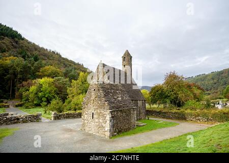 St. Kevin's Church in Glendalough in Irland Stockfoto