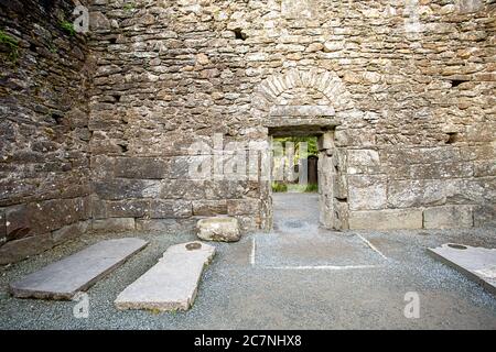 Klosterruinen in Glendalough, Irland Stockfoto