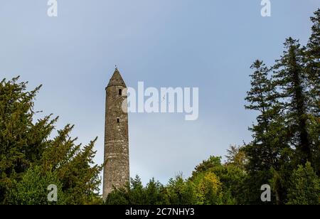 Der Round Tower in Glendalough, Irland Stockfoto