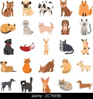 Bündel von Katzen und Hunde Set Icons Vektor Illustration Design Stock Vektor