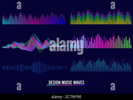 Abstrakter Musik-Welle-Hintergrund, abstraktes Sound-Welle-Design, Equalizer für Musik, Showwing Sound Wave mit Musik-Welle, Illustration von bunten Sound w Stock Vektor