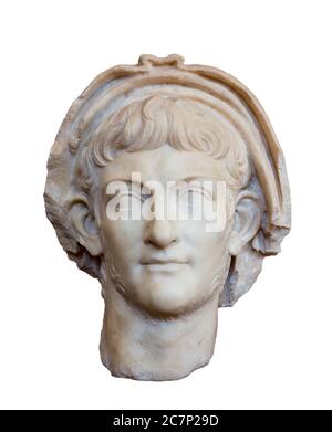 Porträt des römischen Kaisers Nero (Regierungszeit 54-68 n. Chr.), isoliert. Stockfoto