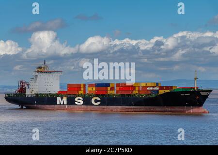 MSC Mandy in Richtung Portbury Docks Stockfoto