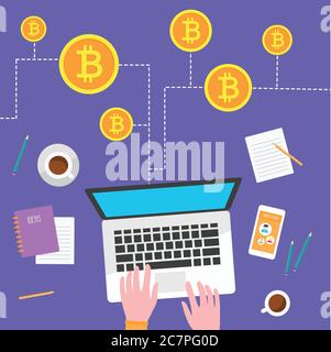 bitcoin-Vektor flach Stock Vektor