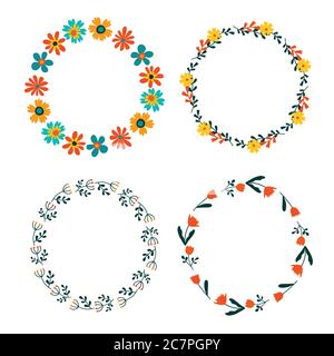 Set mit Blumenrahmen Stock Vektor