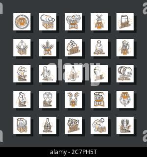 Set von Symbolen Handwerk Bier Vektor Illustration Design Stock Vektor