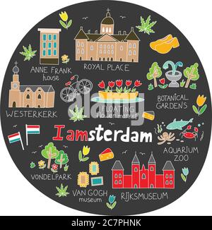 amsterdam City Doodle Stock Vektor