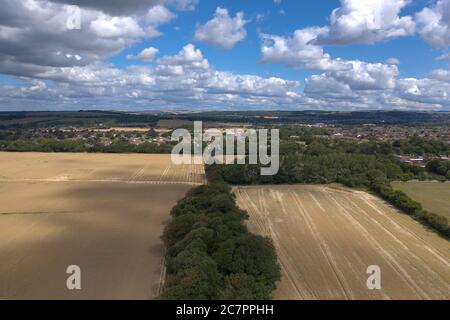 Luftaufnahme von der Südküste Englands genannt Goring Gap Blick auf die South Downs an einem schönen Sommertag. Stockfoto