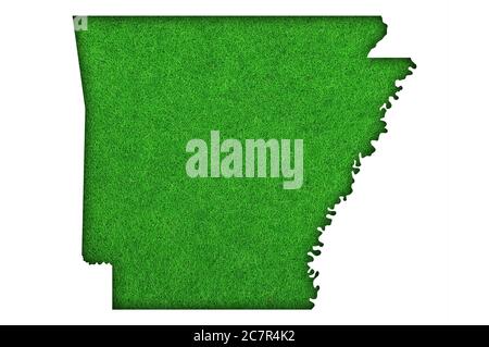 Karte von Arkansas auf grünem Filz Stockfoto
