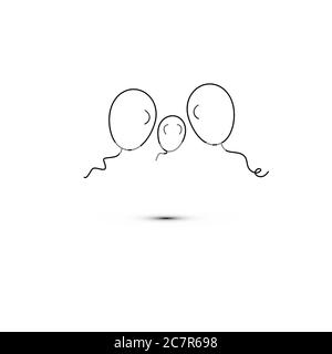 Einfache flache Stil Ikone der schönen drei Ballons für das Fest der Liebe am glücklichen Muttertag. Vektorgrafik. Stock Vektor