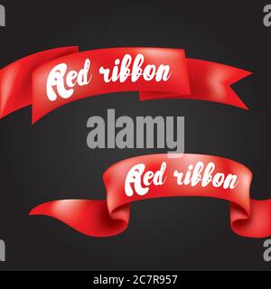 Realistische rote Bänder. Vektorgrafik mit dreidimensionalen Bändern. Flach. 3d-Design. Rabatte und Verkäufe. Stock Vektor