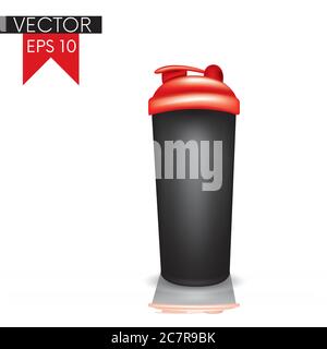 Ein Glas für einen Protein-Cocktail. Sportnahrung. Vektorgrafik. Sport, Fitness, Bodybuilding. Stock Vektor