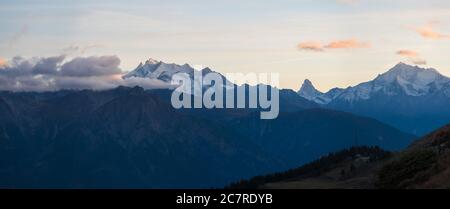 Panoramablick auf das Matterhorn von der Bettmeralp, Wallis in den schweizer alpen in der Schweiz, Westeuropa Stockfoto