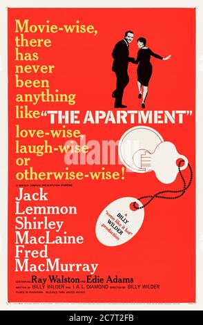 The Apartment (1960) Regie: Billy Wilder mit Jack Lemmon, Shirley MacLaine, Fred MacMurray und Ray Walston. Klassische romantische Komödie über einen Mitarbeiter, der seine Chefs seine Wohnung für außereheliche Angelegenheiten nutzen lässt, in der Hoffnung, eine Beförderung zu sichern. Stockfoto