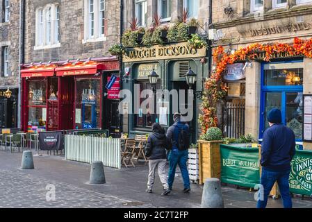 Maggie Dicksons Bar und Grill im Grassmarket in Edinburgh, der Hauptstadt von Schottland, Teil von Großbritannien Stockfoto
