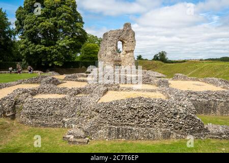 Ludgershall Castle Ruinen im Sommer, Wiltshire, England, Großbritannien Stockfoto